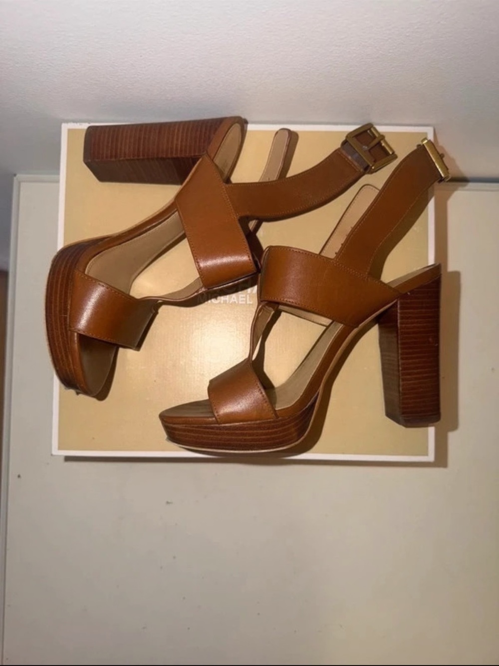 Michael Kors Burke Platform Sandal Brown Strappy Sandals